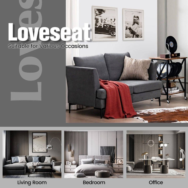 Modern Upholstered Linen Fabric 2 Seater Sofa Grey - TidySpaces