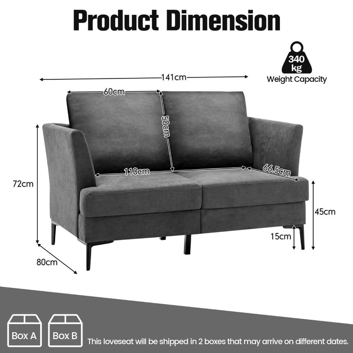 Modern Upholstered Linen Fabric 2 Seater Sofa Grey - TidySpaces
