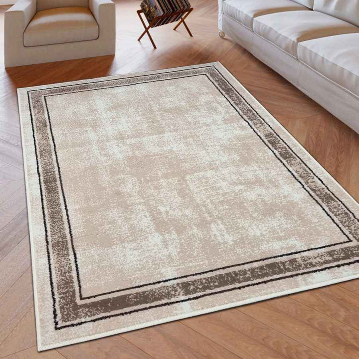 Geometric Rug Bordered Pattern Soft Carpet