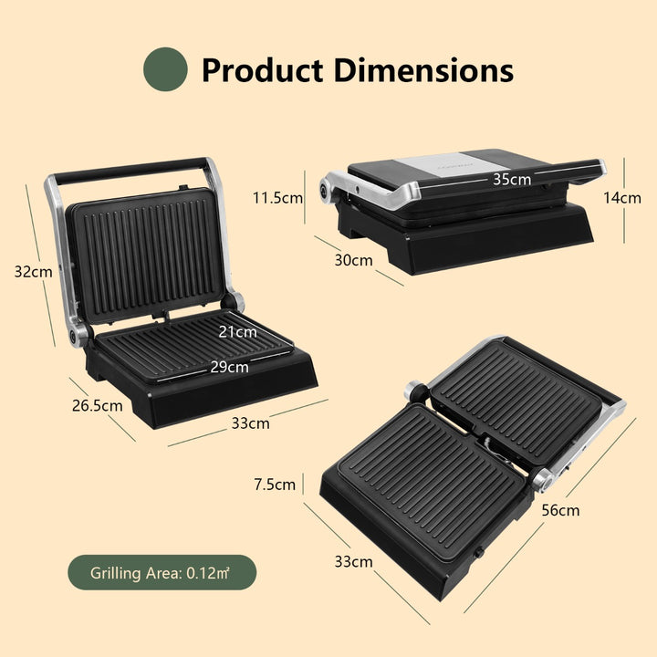 1200W Non-Stick Electric Grill with Adjustable Temperature - TidySpaces