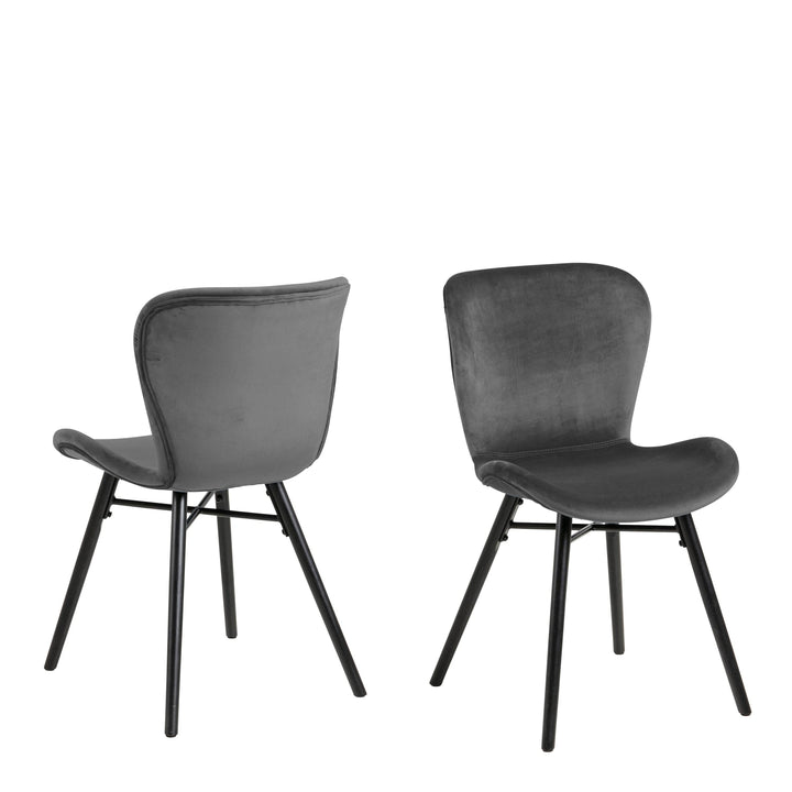 Batilda Dining Chair in Dark Grey Set of 2 - TidySpaces