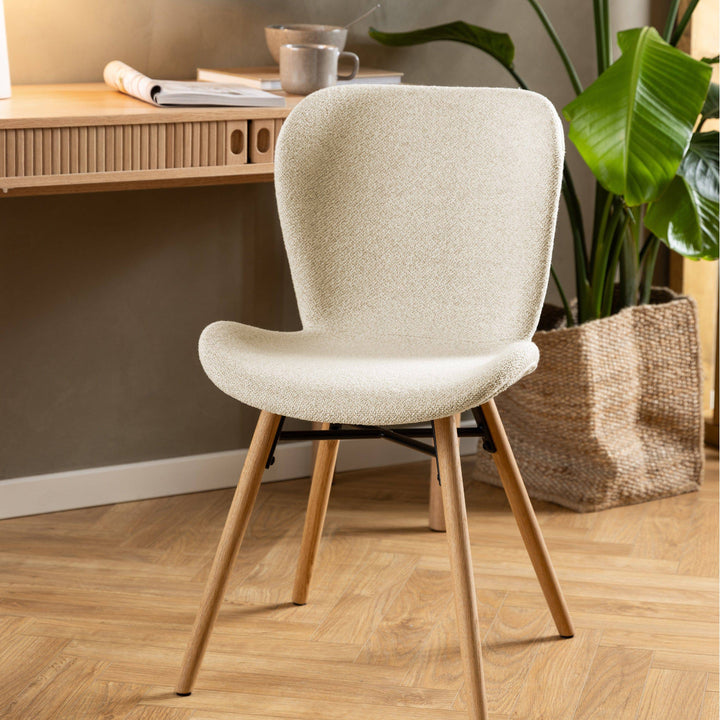 Batilda Dining Chairs with Cream Fabric and Oak Set of 2 - TidySpaces