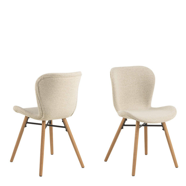 Batilda Dining Chairs with Cream Fabric and Oak Set of 2 - TidySpaces