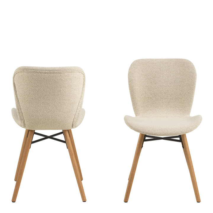 Batilda Dining Chairs with Cream Fabric and Oak Set of 2 - TidySpaces
