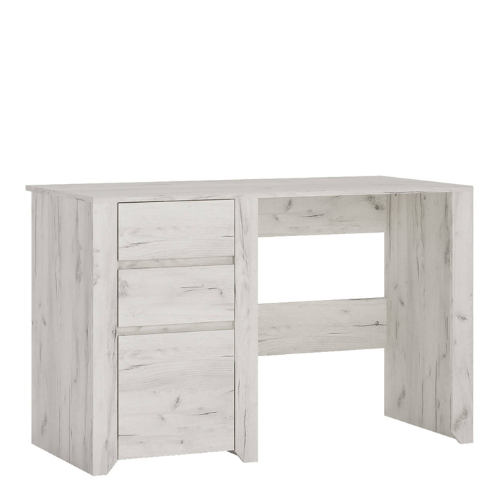 Angel 3 Drawer Desk in White Craft Oak - TidySpaces