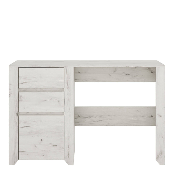 Angel 3 Drawer Desk in White Craft Oak - TidySpaces