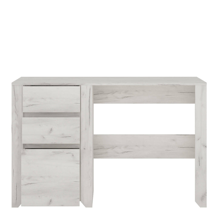 Angel 3 Drawer Desk in White Craft Oak - TidySpaces