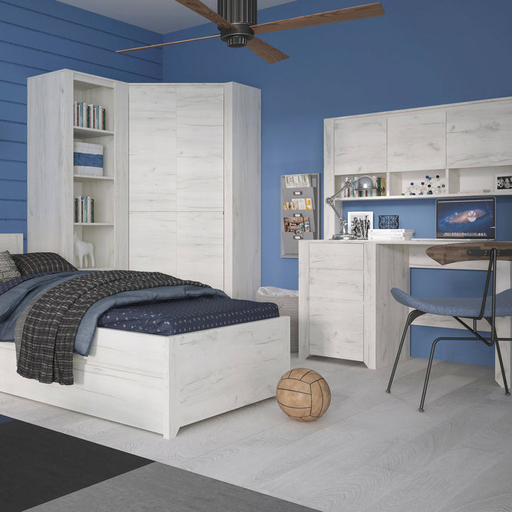 Angel 3 Drawer Desk in White Craft Oak - TidySpaces