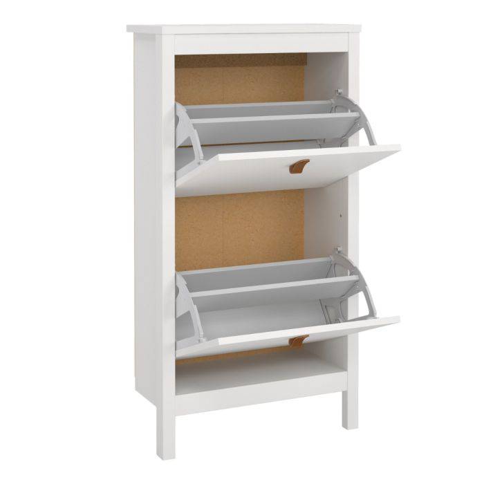 Barcelona Shoe Cabinet 2 Flap Door White - TidySpaces