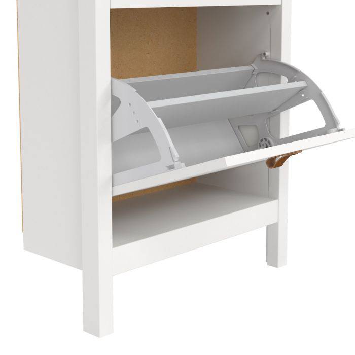Barcelona Shoe Cabinet 2 Flap Door White - TidySpaces