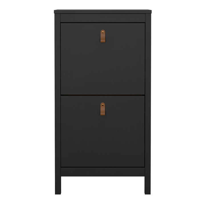 Barcelona Shoe Cabinet 2 flap doors Matt Black - TidySpaces