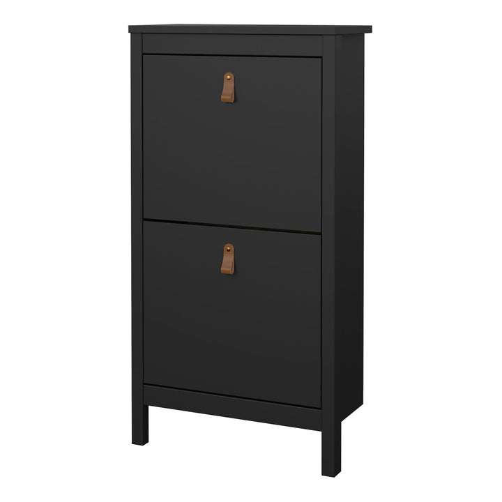 Barcelona Shoe Cabinet 2 flap doors Matt Black - TidySpaces