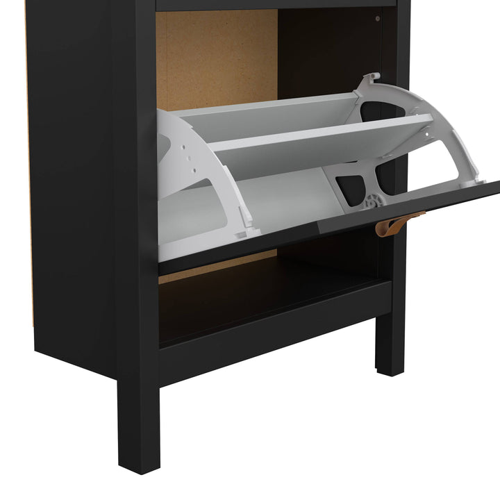 Barcelona Shoe Cabinet 2 flap doors Matt Black - TidySpaces