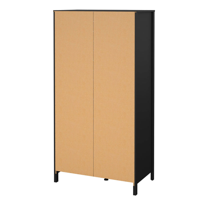 Barcelona Wardrobe with 1 door + 1 mirror door + 2 drawers Matt Black - TidySpaces