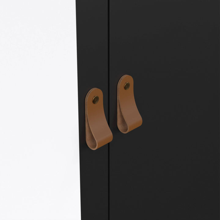Barcelona Wardrobe with 1 door + 1 mirror door + 2 drawers Matt Black - TidySpaces