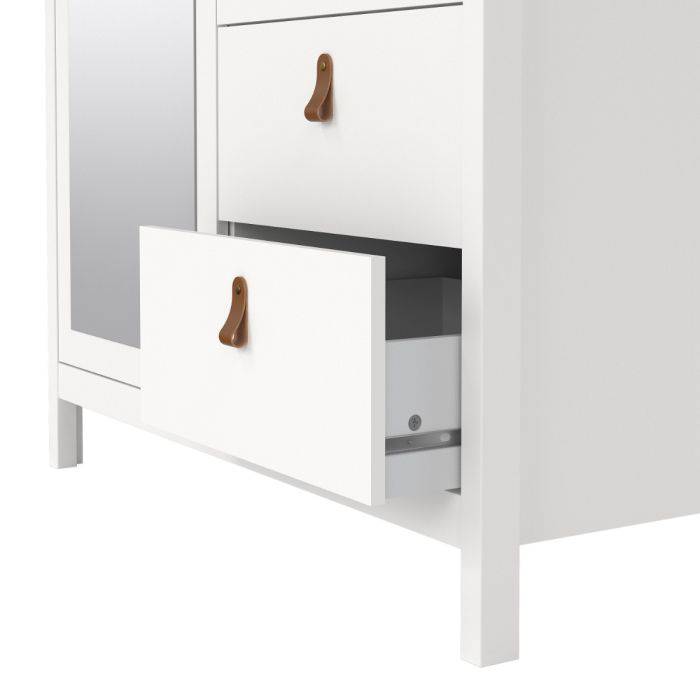 Barcelona Wardrobe with 1 door + 1 mirror door + 2 drawers White - TidySpaces