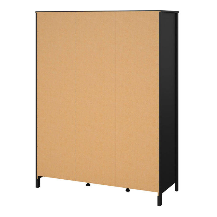 Barcelona Wardrobe with 2 doors + 1 mirror door + 2 drawers Matt Black - TidySpaces