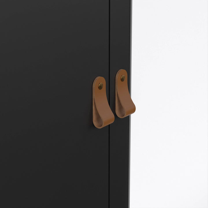 Barcelona Wardrobe with 2 doors + 1 mirror door + 2 drawers Matt Black - TidySpaces