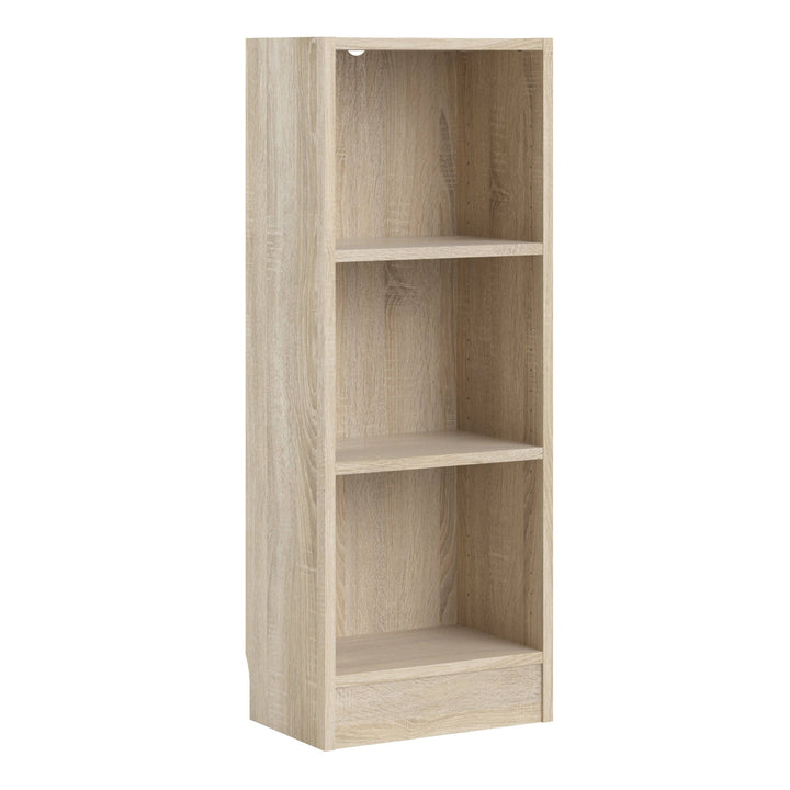 Basic Low Narrow Bookcase (2 Shelves) in Oak - TidySpaces