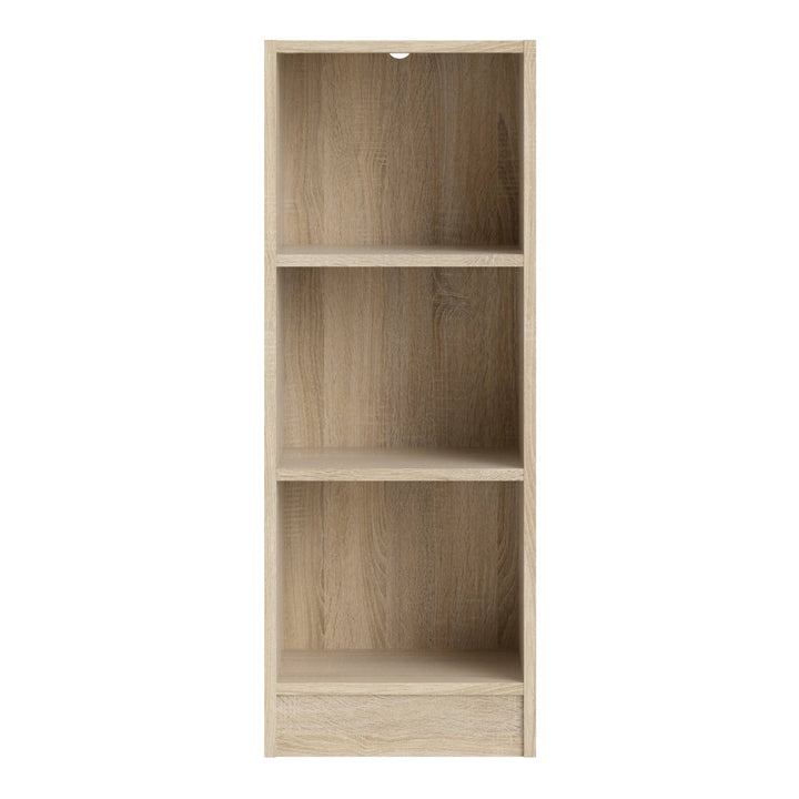 Basic Low Narrow Bookcase (2 Shelves) in Oak - TidySpaces
