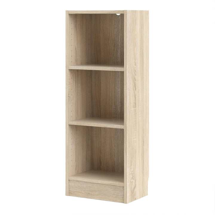 Basic Low Narrow Bookcase (2 Shelves) in Oak - TidySpaces