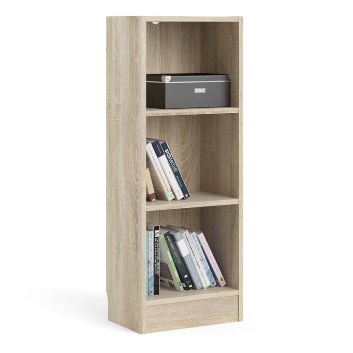 Basic Low Narrow Bookcase (2 Shelves) in Oak - TidySpaces