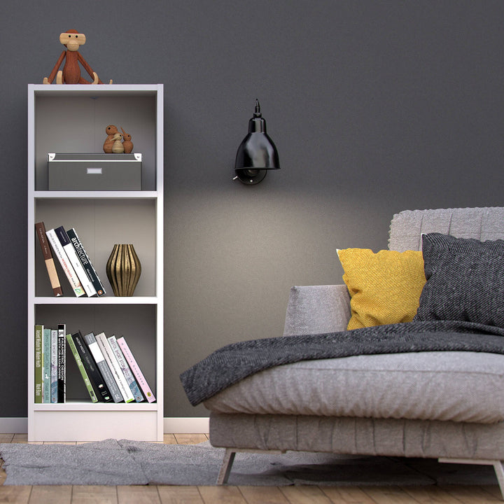 Basic Low Narrow Bookcase (2 Shelves) in White - TidySpaces