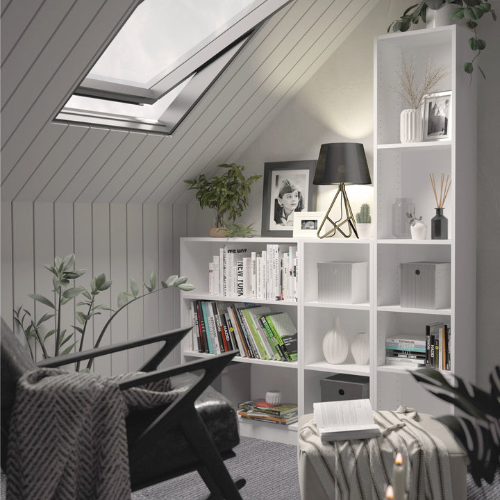 Basic Low Narrow Bookcase (2 Shelves) in White - TidySpaces