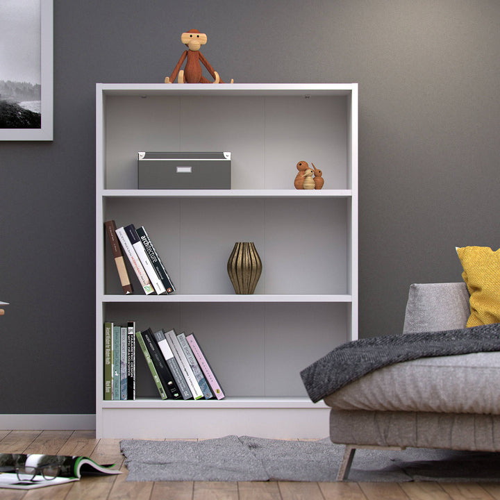 Basic Low Wide Bookcase (2 Shelves) in White - TidySpaces