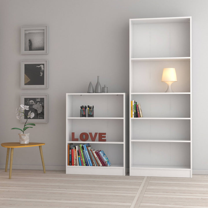 Basic Low Wide Bookcase (2 Shelves) in White - TidySpaces