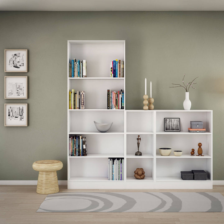 Basic Low Wide Bookcase (2 Shelves) in White - TidySpaces