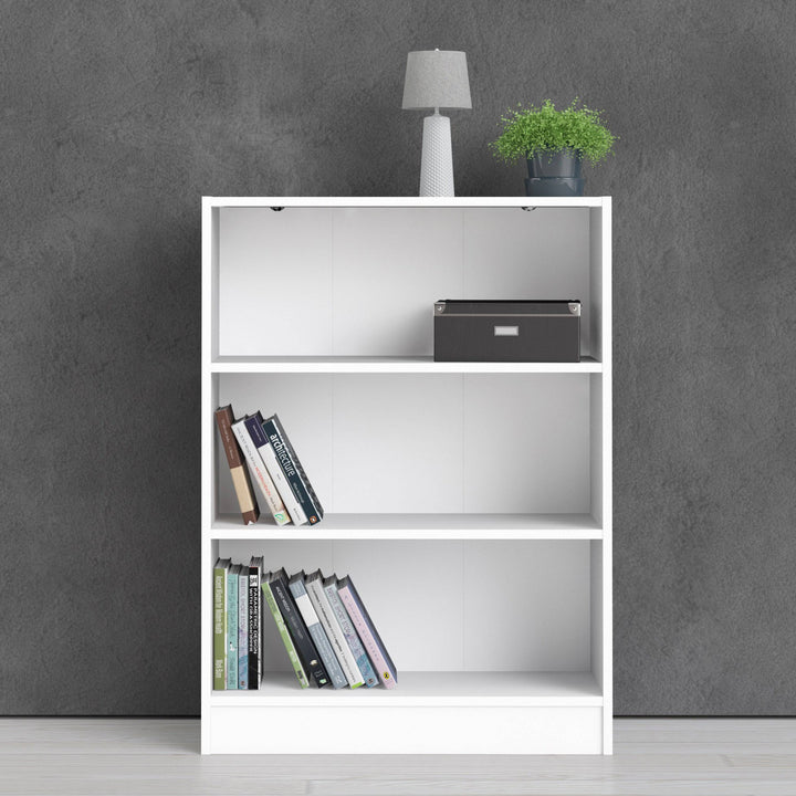 Basic Low Wide Bookcase (2 Shelves) in White - TidySpaces