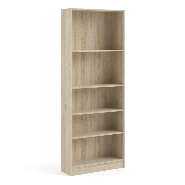 Basic Tall Wide Bookcase (4 Shelves) in Oak - TidySpaces