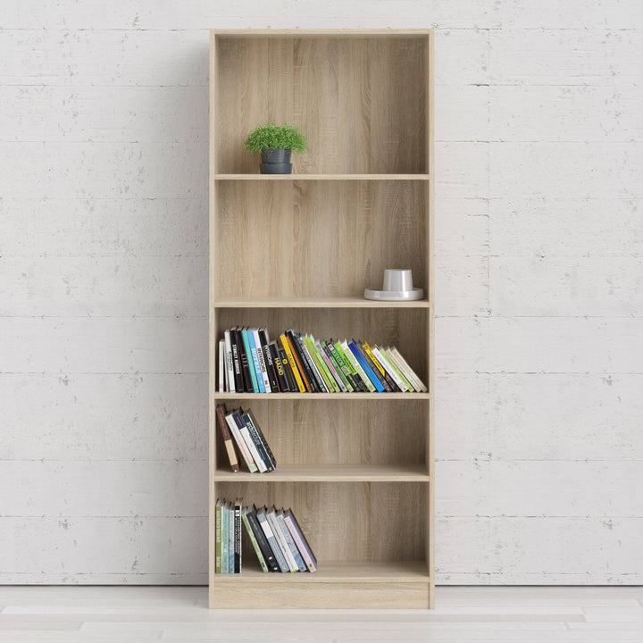 Basic Tall Wide Bookcase (4 Shelves) in Oak - TidySpaces