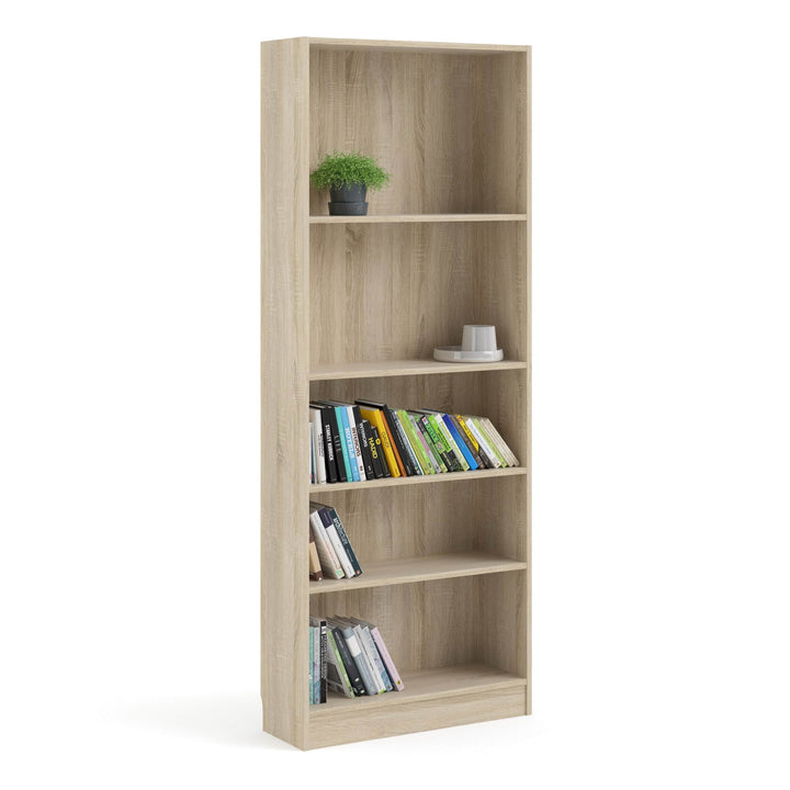 Basic Tall Wide Bookcase (4 Shelves) in Oak - TidySpaces