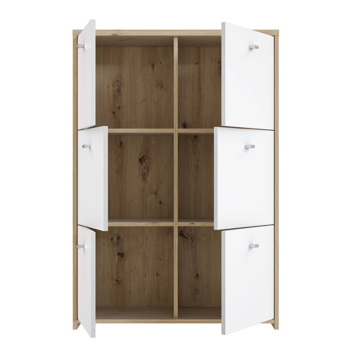Best Chest Storage Cabinet with 6 Doors in Artisan Oak/White - TidySpaces