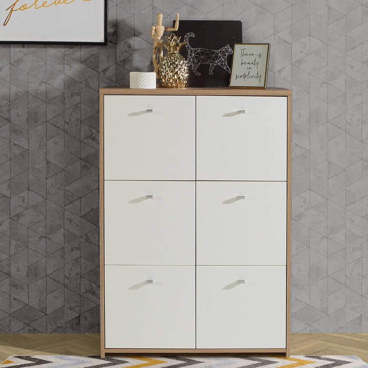 Best Chest Storage Cabinet with 6 Doors in Artisan Oak/White - TidySpaces