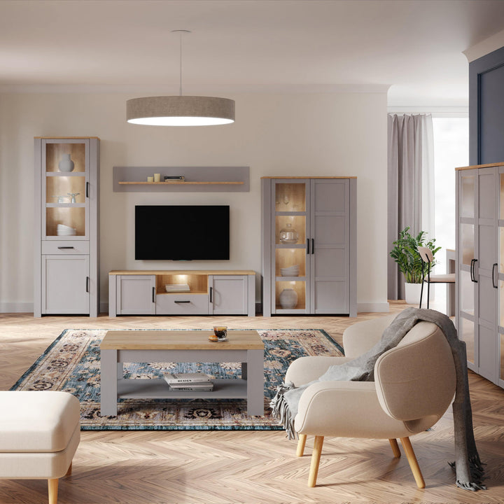 Bohol TV Unit in Riviera Oak/Grey Oak - TidySpaces