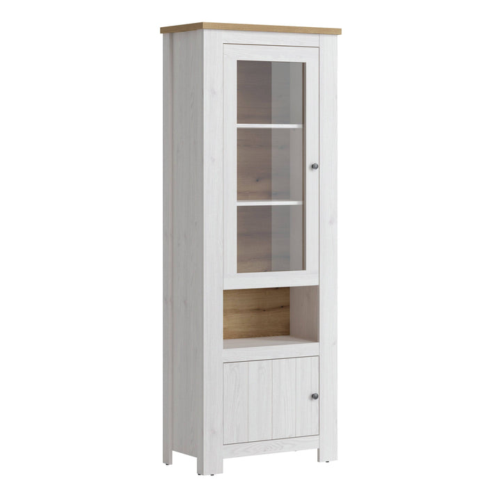 Celesto 2 Door Display Cabinet in White and Oak - TidySpaces