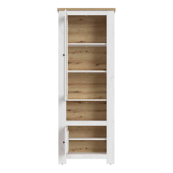 Celesto 2 Door Display Cabinet in White and Oak - TidySpaces