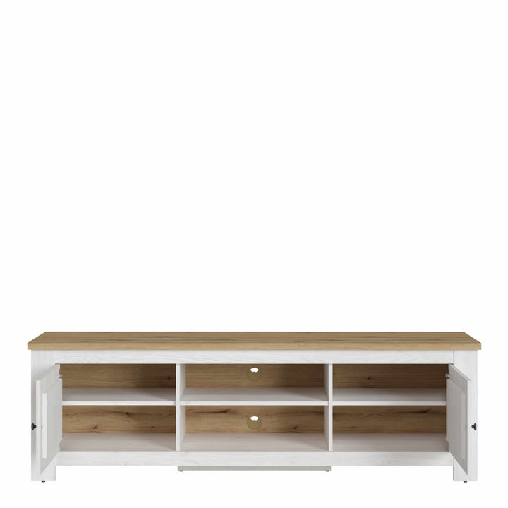 Celesto 2 door wide TV Unit in White and Oak - TidySpaces