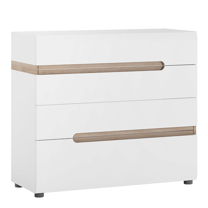 Chelsea 4 Drawer Chest in White with Oak Trim - TidySpaces