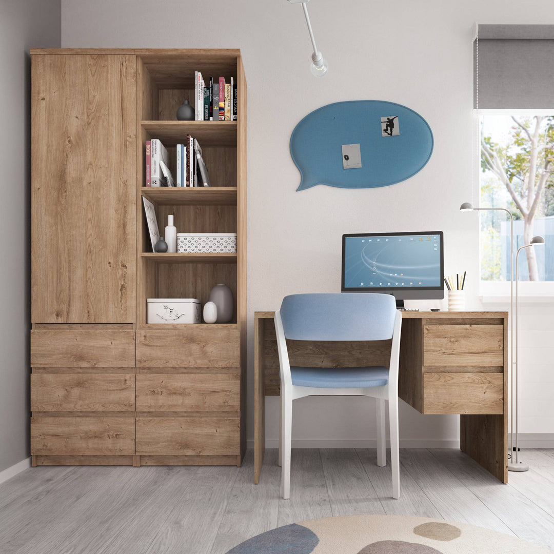 Fribo 1 door 1 drawer twin pedestal desk in Oak - TidySpaces