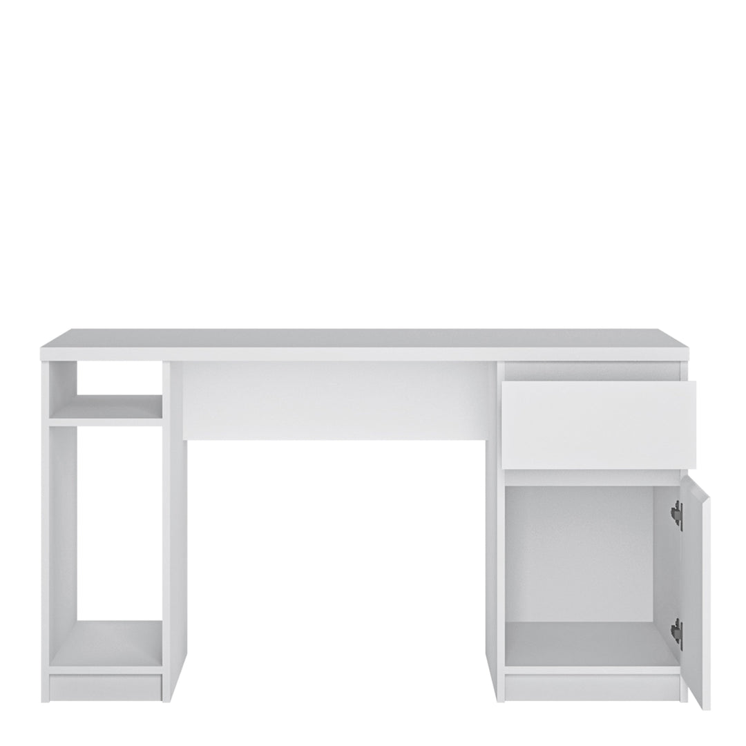 Fribo 1 door 1 drawer twin pedestal desk in White - TidySpaces