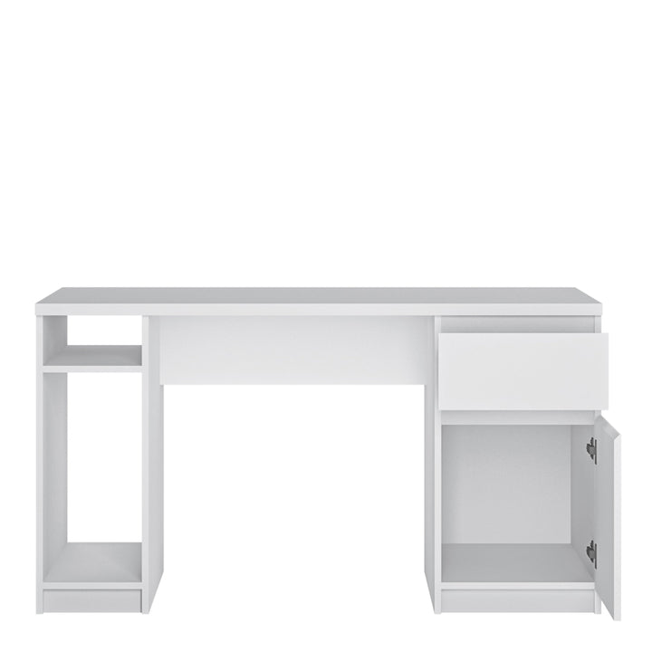 Fribo 1 door 1 drawer twin pedestal desk in White - TidySpaces
