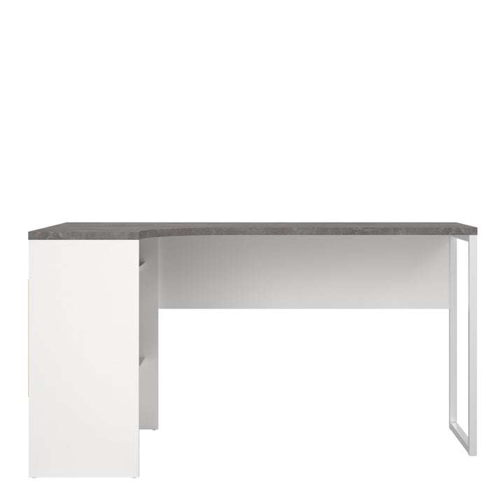 Function Plus Corner Desk 2 Drawers in White and Grey - TidySpaces