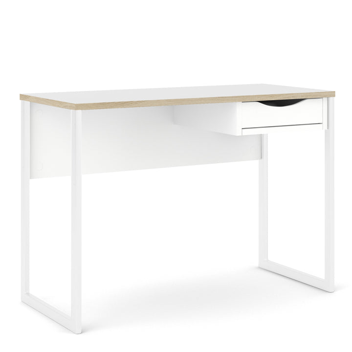 Function Plus Desk 1 Drawer in White with Oak Trim - TidySpaces