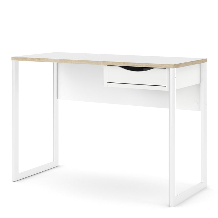 Function Plus Desk 1 Drawer in White with Oak Trim - TidySpaces