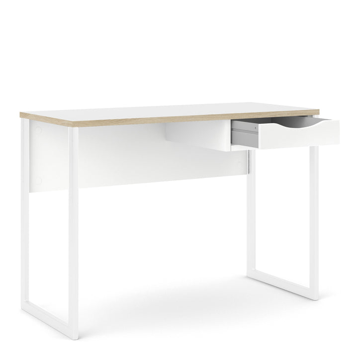Function Plus Desk 1 Drawer in White with Oak Trim - TidySpaces