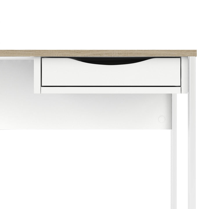 Function Plus Desk 1 Drawer in White with Oak Trim - TidySpaces